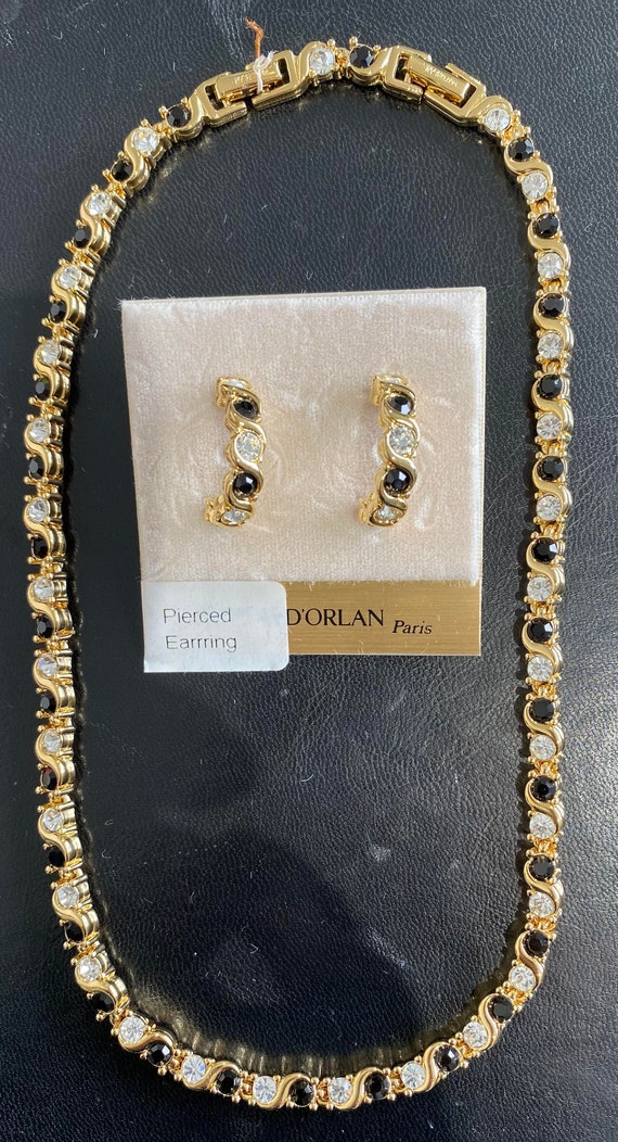 D'Orlan Necklace and Pierced Earrings. Triple 22kt