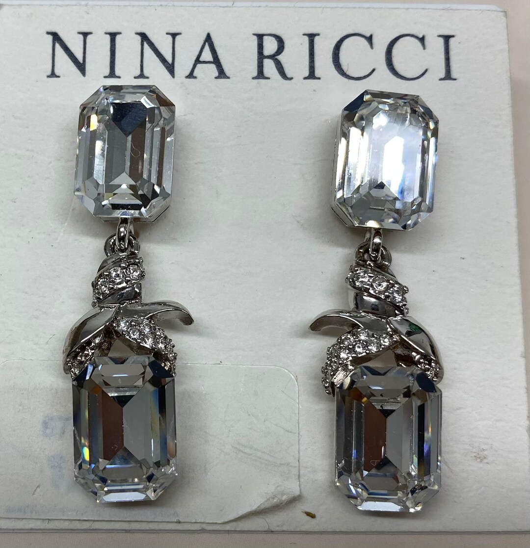 Crystal Ricci Vintage Nina Ricci Swarovski Crystal Drop Earrings, Rhodium Plated - Etsy