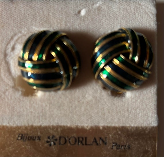 Boucles D'oreille Vintage D'Orlan Paris - Doré, Bleu, Vert - Très Bon état