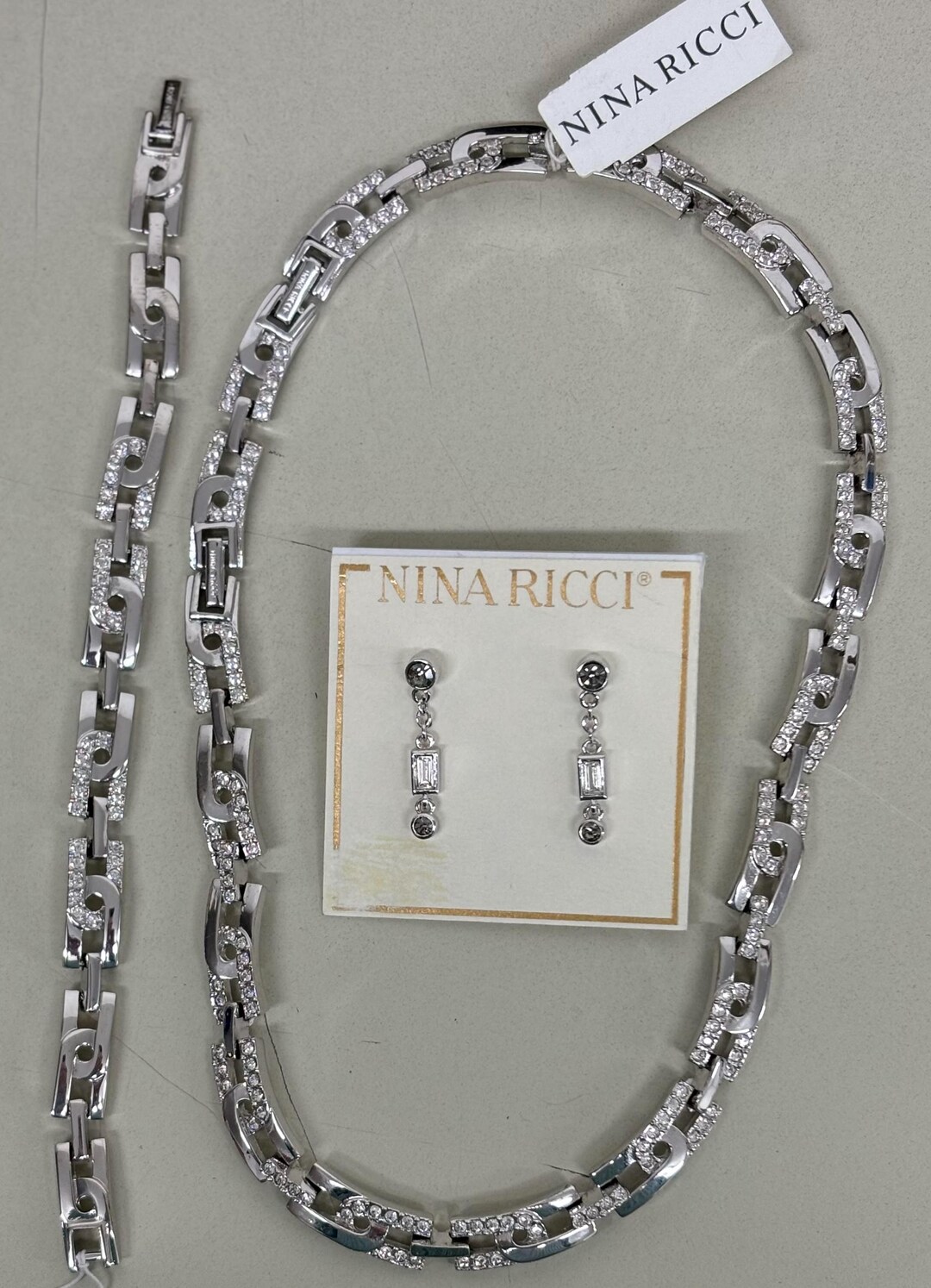 Crystal Ricci Vintage Nina Ricci Swarovski Crystal Jewelry Set, Rhodium Plated ...