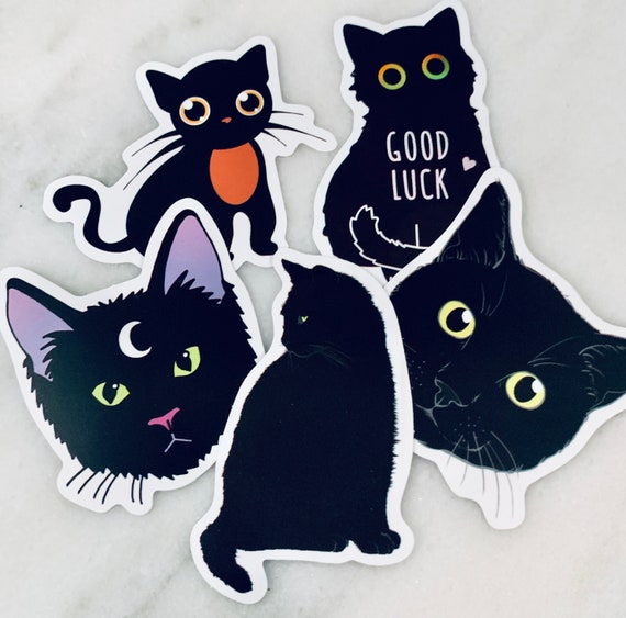 Black Cat Decal Set 5 Cat Decals Black Cat Decals Black Etsy