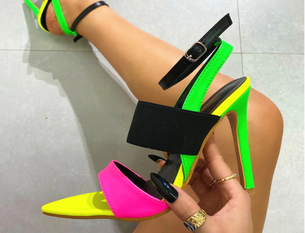 Buy Neon Green Heeled Sandals for Women by Everqupid Online | Ajio.com