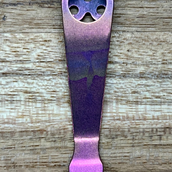 Titanium Deep Carry Pocket Clip Anodized  Spyderco Three Hole PM2 PM3 - TQS1