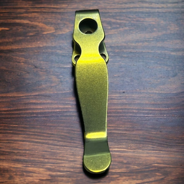 Titanium Deep Carry Pocket Clip Anodized  Spyderco Shaman - Gold