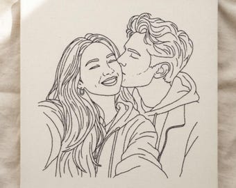 Custom Embroidery Portrait from Photo, Personalized Wedding Portrait for Couple Gift, Gift for Wife, Husband, Girlfriend and Boyfriend