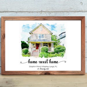 Portret op maat huis, portret schilderij huis, housewarmingcadeau, ons eerste cadeau voor thuis, cadeau nieuw huis, illustratie huis, aquarel huis