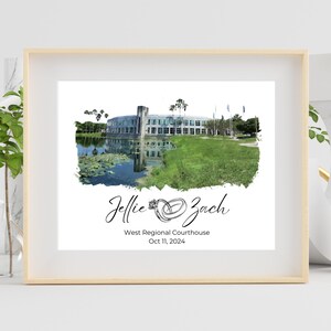 Wedding Venue Print, Venue Watercolor, Wedding Gifts for the Couple, Wedding Venue Sketch, Painting from Photo, Engagement Gifts for Bride