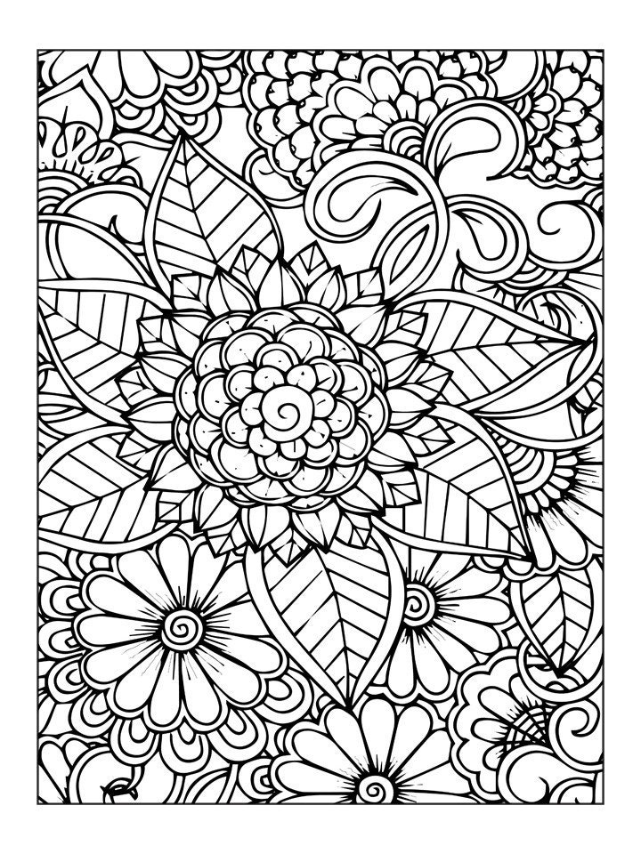 50 Floral Coloring Page: Flower Mandala Coloring Pages - Etsy