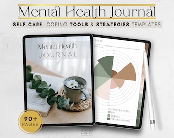 Goodnotes Mental Health Digital Journal, Self-care journal for Notability, Samsung notes