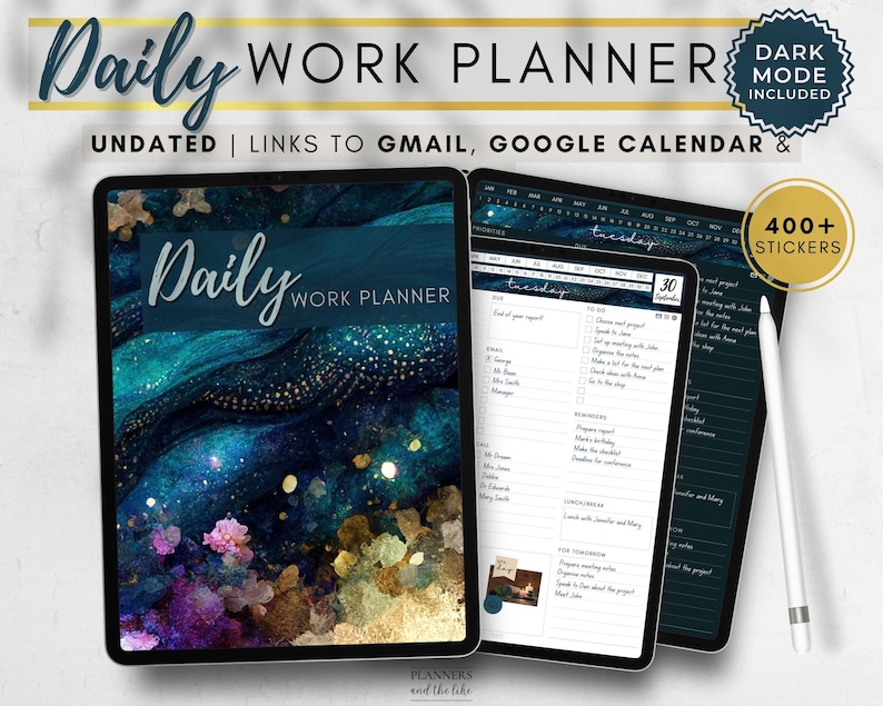 Digital Daily Work Planner: Goodnotes, Samsung Notes, Google Calendar (PDF) image 1