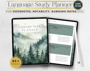 Language study planner digital for Goodnotes, XODO, Samsung notes. Korean, Chinese, English, Spanish, Italian, Arabic, Greek