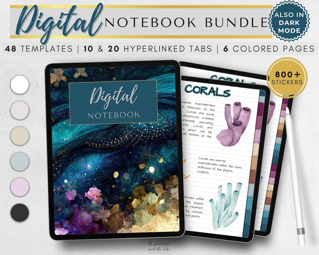 Hyperlinked Digital Notebook Bundle: 48 Templates, Dark Mode - Etsy