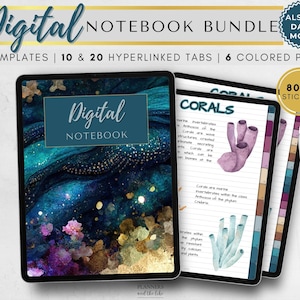 Hyperlinked Digital Notebook Bundle: 48 Templates, Dark Mode