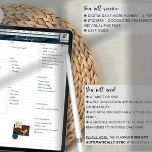 Digital Daily Work Planner: Goodnotes, Samsung Notes, Google Calendar (PDF) image 7