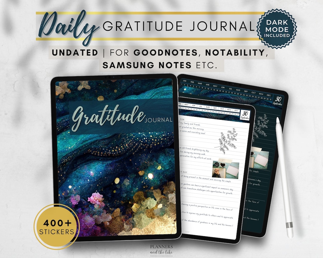 Digital Daily Gratitude Journal: Light &amp; Dark Modes, Stickers (goodnotes, Samsung Notes) - Etsy
