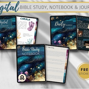 Digital Notebook set for Goodnotes, Samsung notes etc, Digital Bible Study Notebook, Digital Journal, 20 tab Digital Notebook, free stickers