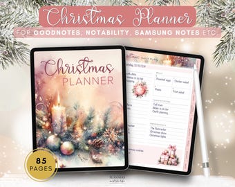 Pink Digital Christmas Planner for Goodnotes, Samsung Notes, Notability.
