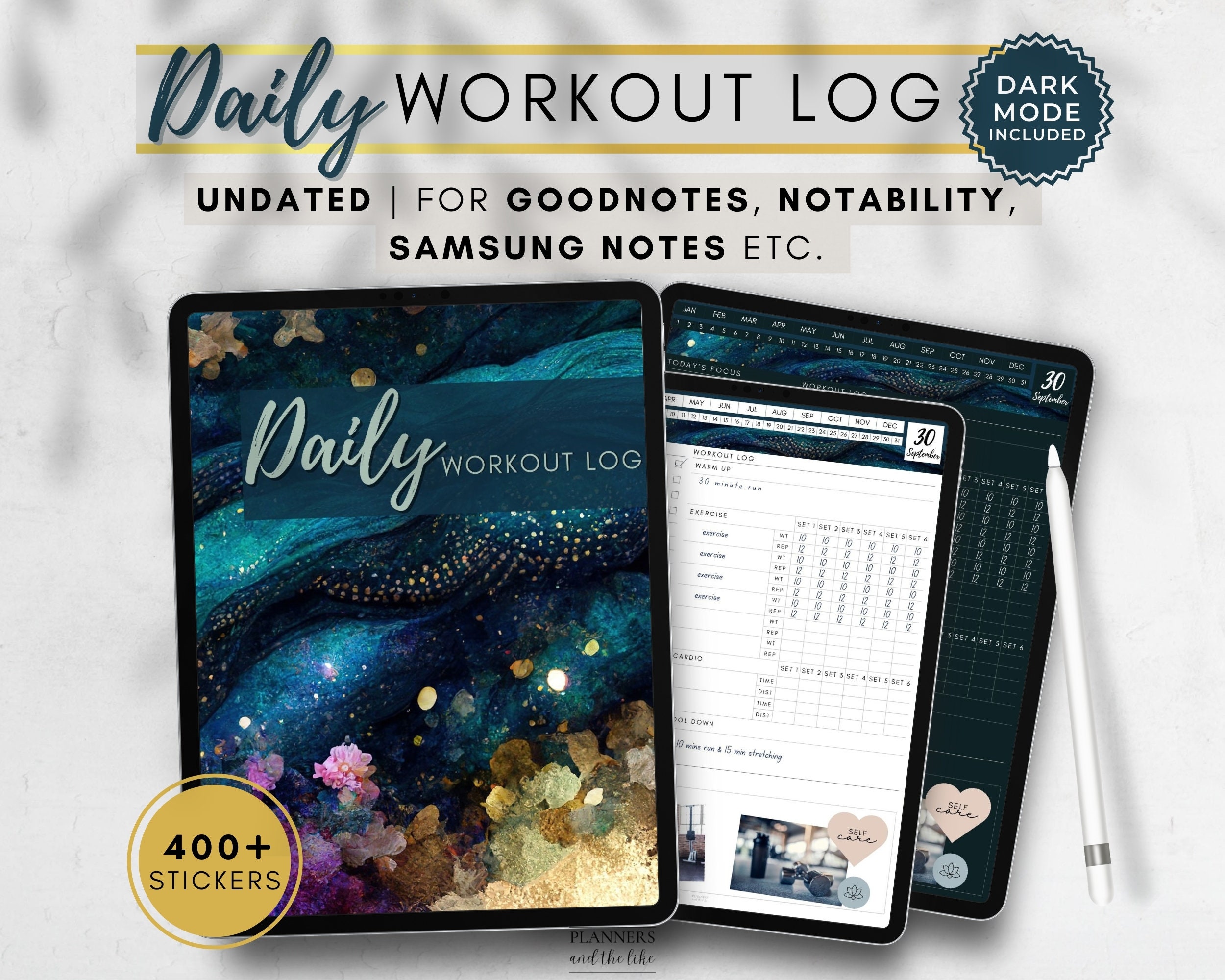 Goodnotes Digital Daily Workout Log | Light and Dark Modes | Free Stickers - Etsy