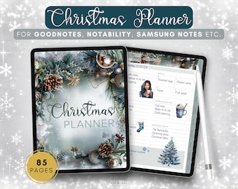 Blue Christmas Digital Planner for Goodnotes, Samsung Notes, Notability.
