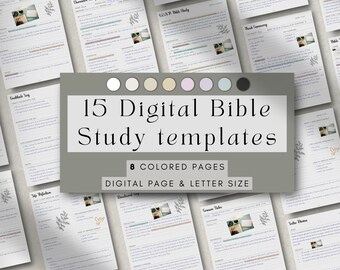 Digital Bible Study Templates: Letter Size, 8 Colors (PDF Download)