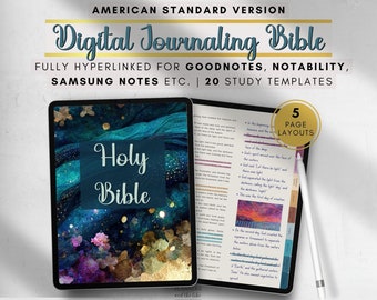 ASV Digital Bible for Goodnotes etc with study templates, Digital Journaling Bible for Samsung notes etc