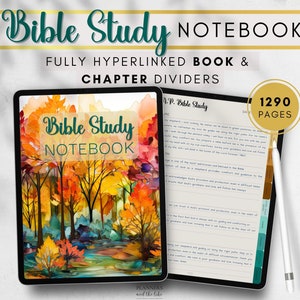 iPad & tablet Digital Bible Study Notebook with hyperlinked dividers to every book and chapter