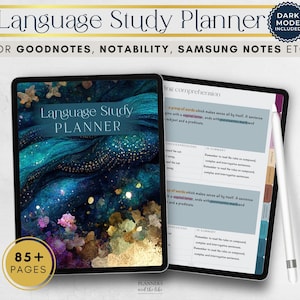 Language learning planner digital for Goodnotes, XODO, Samsung notes. Korean, Chinese, English, Spanish, Italian, Arabic, Greek, Japanese.