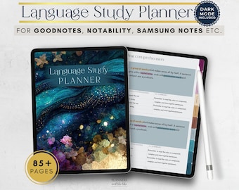 Language learning planner digital for Goodnotes, XODO, Samsung notes. Korean, Chinese, English, Spanish, Italian, Arabic, Greek, Japanese.