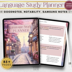 Digital language learning planner for Goodnotes, XODO, Samsung notes. French, Korean, Chinese, Japanese, English, Spanish, Italian, Arabic