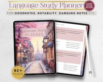 Digital language learning planner for Goodnotes, XODO, Samsung notes. French, Korean, Chinese, Japanese, English, Spanish, Italian, Arabic