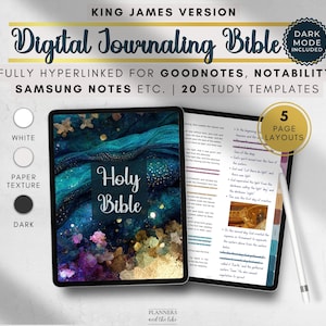 KJV Digital Bible for Goodnotes etc with study templates, Digital Journaling Bible for Samsung notes etc