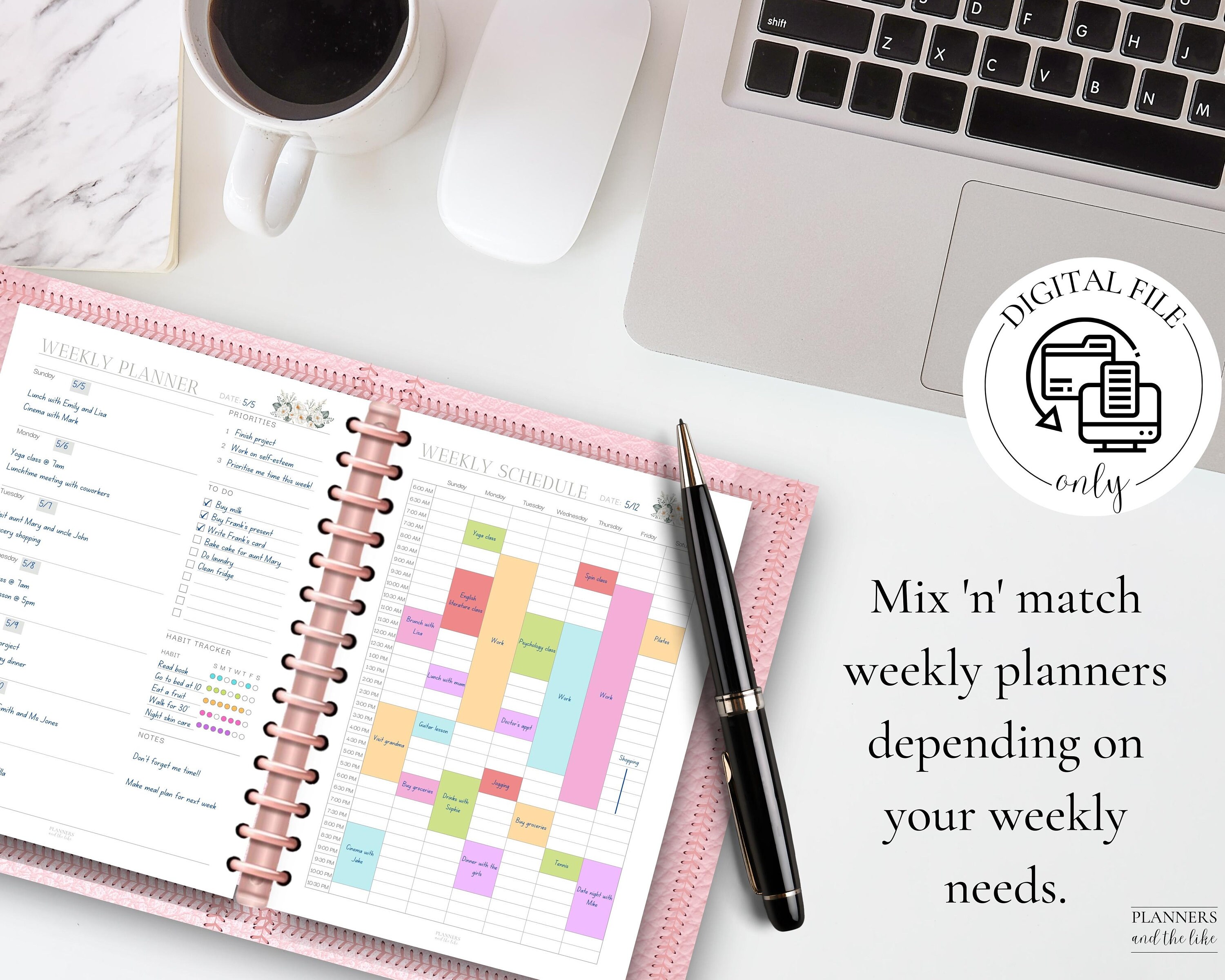 Weekly Planner Inserts Printable Bundle Floral Weekly - Etsy