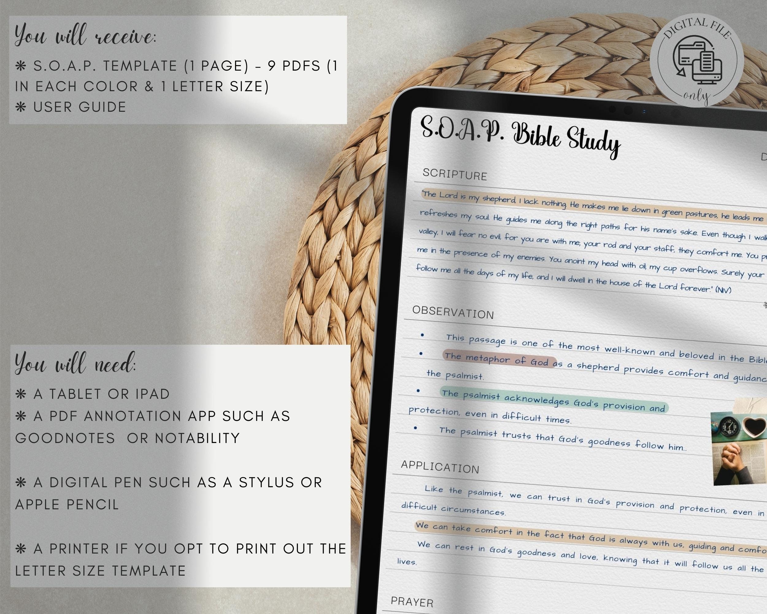 Digital S.O.A.P. Notes Template in 8 Colors and Letter Size (printable ...