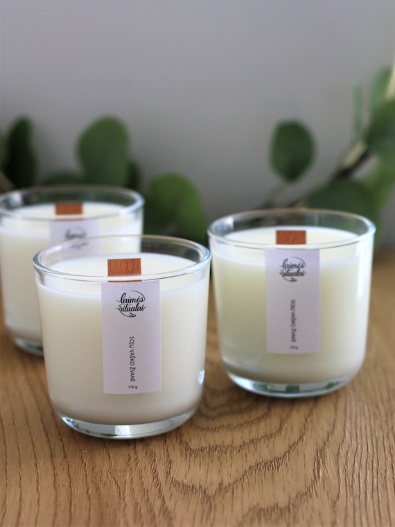 Crackling Wood Wick Candle Handcrafted with Natural