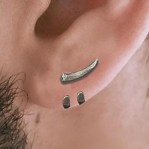 Mens Earrings - Silver Stud Earrings, Men, Minimalist Male Earring, edgy earrings, Mens Stud Earrings, Studs for Men, tick v hoop earrings