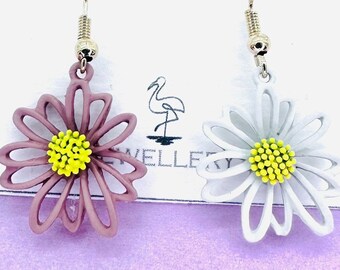 Boho Chic Flower Mismatched Earrings - Unique and Colorful Women's Jewellery, Colourful Earrings, A110