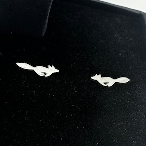 Fox Stud Tiny Earrings in Silver Animal Stud Earrings Tiny Earrings Cute Fun Whimsical gift for her Running Fox, A300