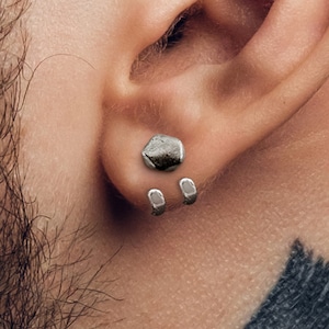 Mens Earrings - Silver Earrings, Stud Earrings, Men, Minimalist, Hex, Male Earring, Sterling Silver, Studs for Men, edgy earrings, A330