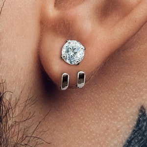 Mens Earrings - CZ Silver Stud Earrings, Men, Male Jewellery, Men Jewelry, Silver, Mens Stud Earrings, Studs for Men, Wrap earrings, A362