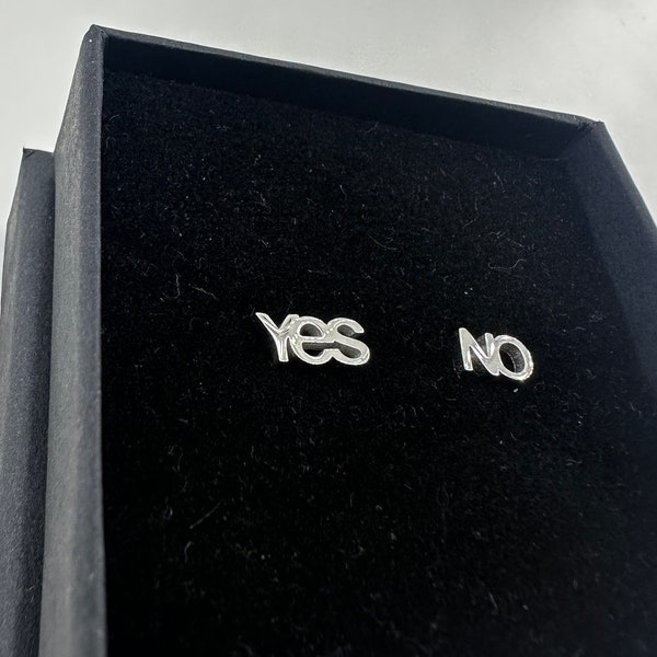 Proposal idea, Yes No Earrings, edgy earrings, fun earrings, date prom or wedding date proposal ask for her, A293