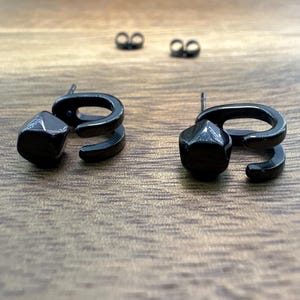 Mens Jewellery - Black Metal, Stud Earrings, Men, Minimalist Male Earring, Silver, Studs for Men, edgy Jewelry, A142