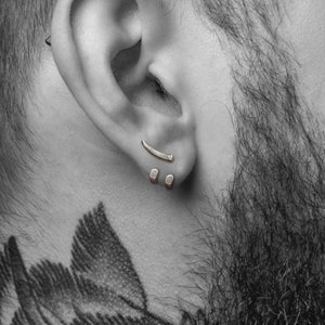 Joyería para hombre Pendientes de plata, Hombres, Joyería masculina minimalista, Joyería de plata, Joyería para hombre, Studs para hombres, pendientes de aro tick v imagen 2