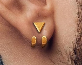 Mens Earrings Gold Stud Earrings, Men, Minimalist Male Earring