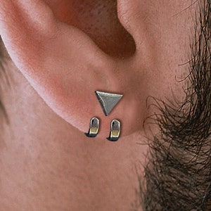 Mens Earrings - Silver Stud Earrings, Men, Gift for manly man, Male Earring, Edgy, Mens Stud Earrings, Studs for Men, everyday earring, A388