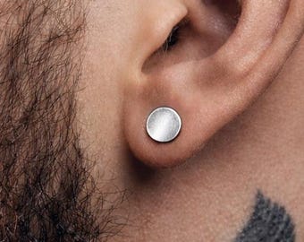 Men's Silver Stud Earrings – Stainless Steel Stud – Minimalist Earrings – Waterproof Hypoallergenic Earrings – Everyday Mens Jewelry A377
