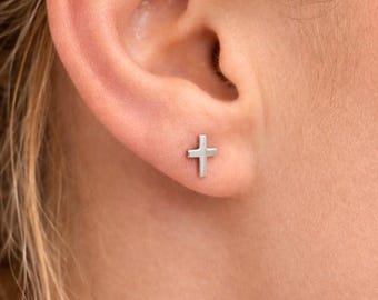 Silver Cross Stud Earrings for Women – Dainty Crucifix Earrings – Minimalist Women’s Studs –  Style Cross Earrings – Gift for Her, A517