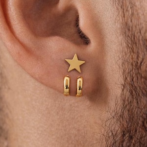 Mens Gold Wrap Stud Earrings – Minimalist Cuff Earrings for Men – Gold Stainless Steel Earrings – Modern Mens Studs – Edgy Ear Cuff, A391