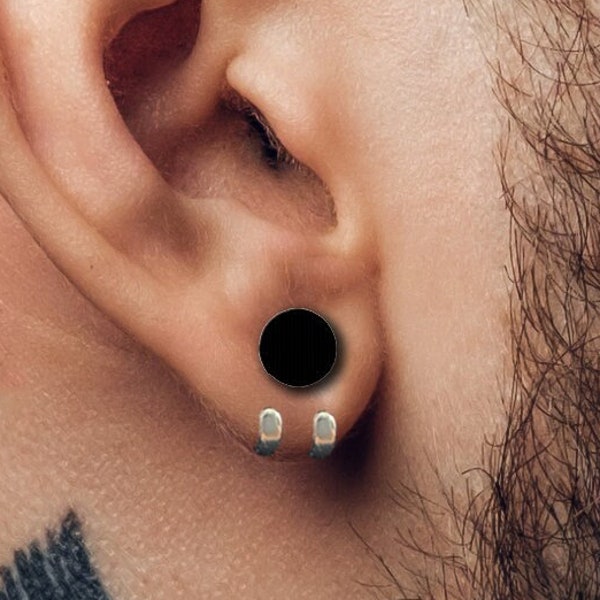 Black Toned Contemporary Stud Earring For Men