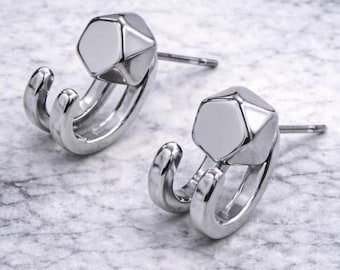 Mens Earrings - Silver Stud Earrings, Men, Minimalist Male Earring, stainless steel Studs for Men, edgy earrings, Hex Studs, A330