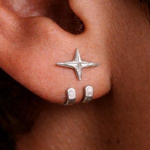 Herren Ohrringe - Silberne Ohrstecker, Herren, Minimalistischer Herren Ohrring, Silber, Herren Ohrstecker, Ohrstecker für Herren, Stern Ohrstecker, A480